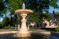 A fountain in the park, on a sunny summer evening, Ilukste, Latvia Royalty Free Stock Photo