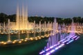 Fountain park water colored night lights Royalty Free Stock Photo