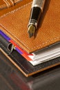 Fountain pen on agenda Royalty Free Stock Photo