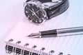 Fountain pen on blank notepad Royalty Free Stock Photo