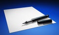 Fountain pen on blank white paper Royalty Free Stock Photo