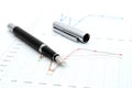 Fountain pen on business chart Royalty Free Stock Photo