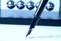 Fountain Pen in Cyan Royalty Free Stock Photo