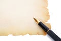 Fountain pen on decorative paper Royalty Free Stock Photo