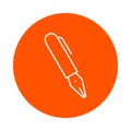 Fountain pen with holder, monochrome round icon, flat style