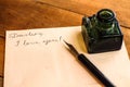 Fountain pen and ink bottle - Love letter Royalty Free Stock Photo