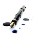 Fountain Pen and Ink Spots Royalty Free Stock Photo