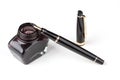 Fountain pen and inkwell Royalty Free Stock Photo