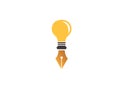 Fountain pen in a light bulb for logo design vector lamp icon draw an illustration