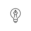 Fountain pen in light bulb outline icon