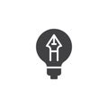 Fountain pen in light bulb vector icon