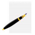 Fountain pen lying on a sheet of paper. Royalty Free Stock Photo