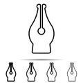 Fountain pen nib icon in different shapes. Simple thin line, outline vector of education icons for ui and ux, website or mobile Royalty Free Stock Photo