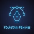 Fountain pen nib neon light icon Royalty Free Stock Photo