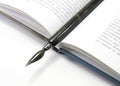 Fountain pen and open book Royalty Free Stock Photo