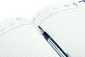 Fountain pen on opened diary Royalty Free Stock Photo