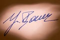 Fountain pen signature on a letter Royalty Free Stock Photo