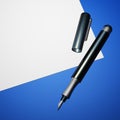 Fountain pen on white paper Royalty Free Stock Photo