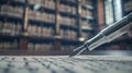 The Pen in the Library.AI generated image Royalty Free Stock Photo