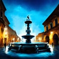 Fountain in Piazza della Signoria in Rome Italy Generative AI