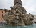 Fountain in Piazza Navona male sculpture detail.