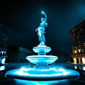 Fountain in Piazza Navona at night, Rome, Italy Generative AI