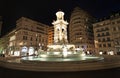 Fountain on Place de Jacobins, Lyon by night.