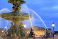 Fountain on Place de la Concorde in Paris at dusk Royalty Free Stock Photo