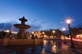 Fountain on Place de la Concorde in Paris France at night Royalty Free Stock Photo