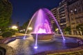 Fountain in Plaza de Compostela square in city of Vigo during night Royalty Free Stock Photo