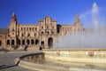 The fountain in Plaza de Espana or Spain Square in Seville, Andalusia Royalty Free Stock Photo