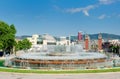 Fountain and Plaza de Espana view, Barcelona, Spain