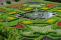 Fountain, pond and beautiful gardens at Lyme Hall in Peak District, Cheshire, UK