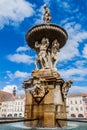 Fountain at Premysl Otakar II. square in Ceske Budejovice, Czech Republ Royalty Free Stock Photo