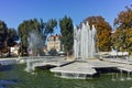 Fountain and rainbow in the center of Pleven, Bulgaria