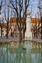 Fountain reflection