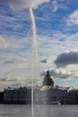 fountain on the river neva Royalty Free Stock Photo