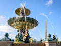 The Fountain of the Rivers and the obelisk of Luxor on the Concorde square in Paris, France