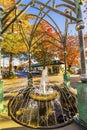 Fountain Roundabout Autumn Shops Edmonds Washington United State