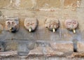 Fountain rustic of stone heads, Grazalema, Cadiz province, Spain Royalty Free Stock Photo