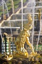 Fountain Samson tearing open the jaws of a lion Royalty Free Stock Photo