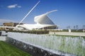 Fountain and sculpture at entrance of the Milwaukee Art Museum on Lake Michigan, Milwaukee, WI Royalty Free Stock Photo