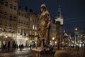 FOUNTAIN WITH A SCULPTURE FIGURE OF DIANA. Sculpture Covered In Snow