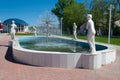 Fountain with sculptures in the Volzhsk town