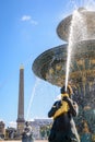 The Fountain of the Seas and the obelisk of Luxor on the Concorde square in Paris, France