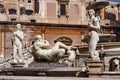 Fountain of shame on baroque Piazza Pretoria, Palermo, Sicily, Italy Royalty Free Stock Photo