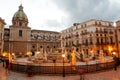 Fountain of shame on baroque Pretoria square, Palermo, Sicily, Italy