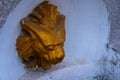 Fountain in the shape of a metal lion head Royalty Free Stock Photo