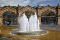 The fountain on the Sheaf Square in front of Sheffield station. South Yorkshire. England