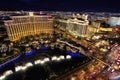 Fountain show at Bellagio hotel and casino at night, Las Vegas, Royalty Free Stock Photo